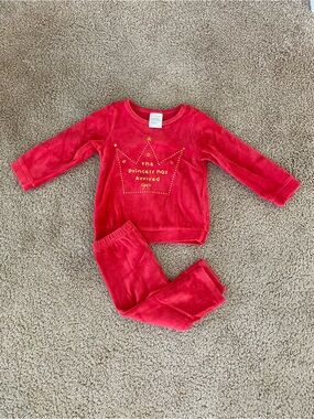 First Impressions Red Velour Set w/ Gold Crown